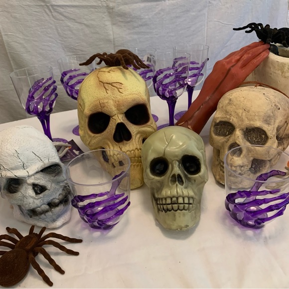 4 Skulls, 2 Bloody Cut off Arms & Furry Spiders - Picture 7 of 12